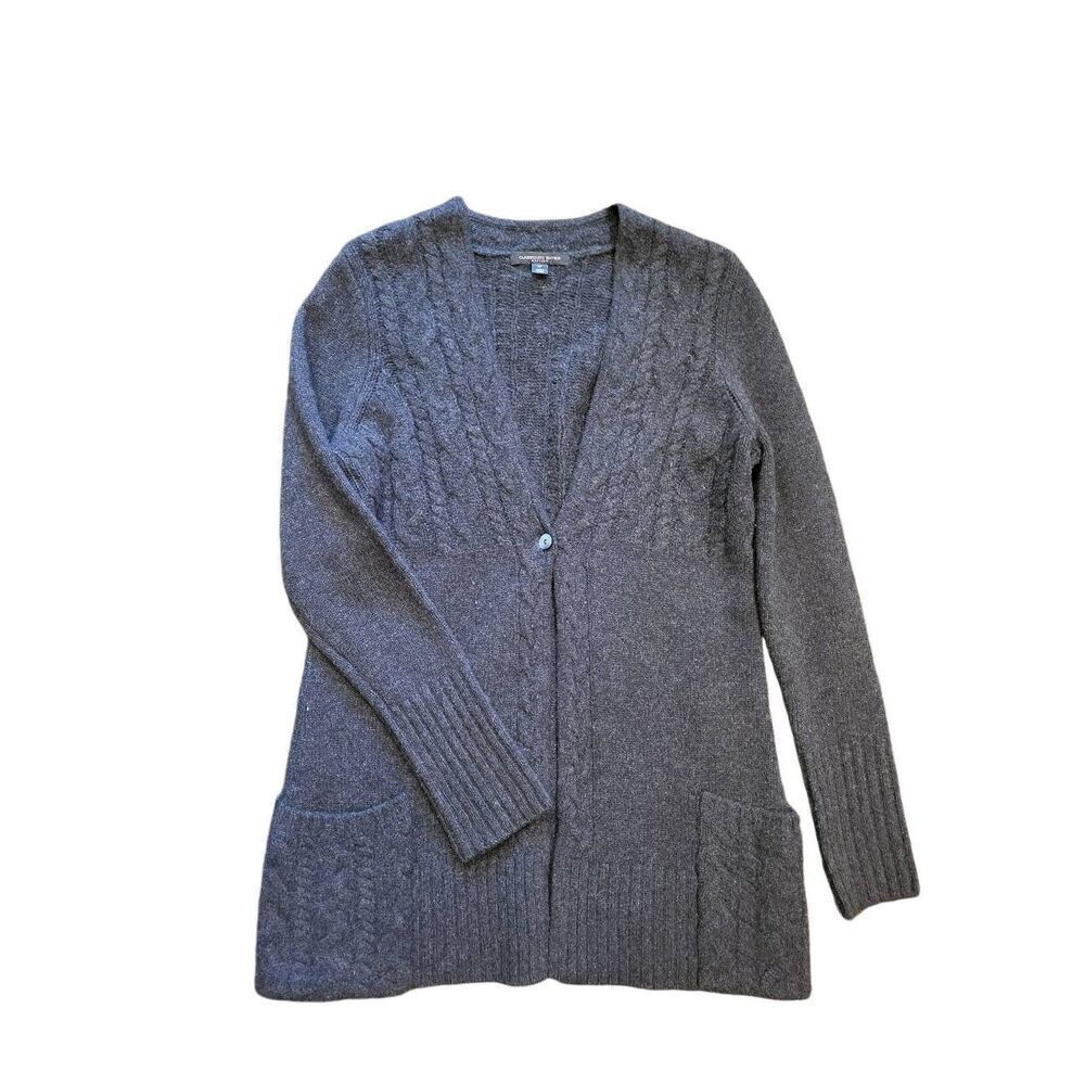 Classiques Entier Cashmere Cardigan Sweater Women's Medium Charcoal Cable Knit
